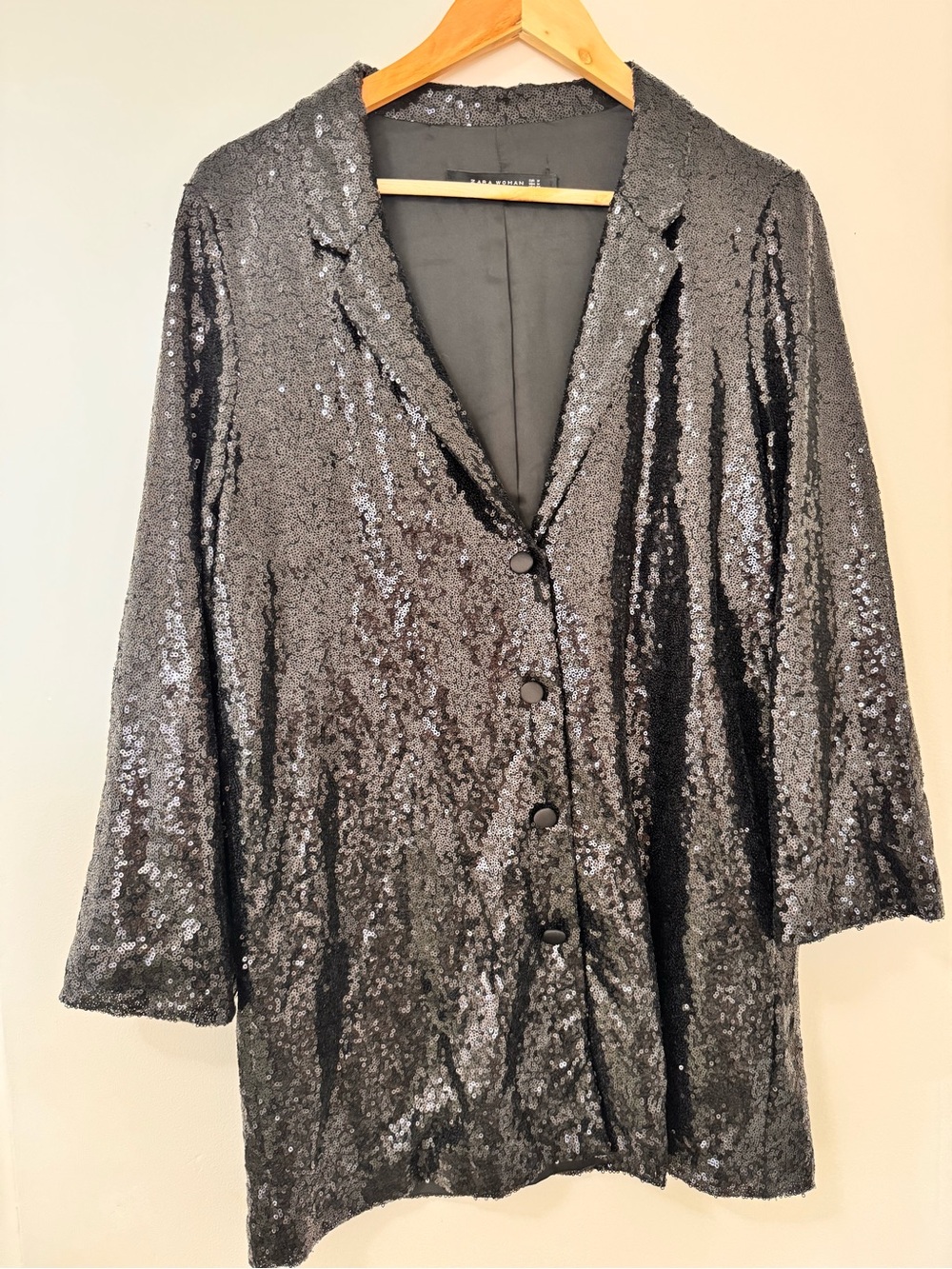 Zara Woman Black Sequin Blazer – Size M